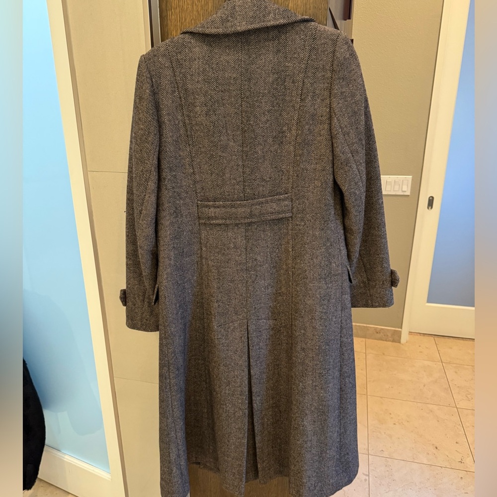 Ralph Lauren Brown Herringbone Double-Breasted Maxi Pea Coat - Picture 8 of 11